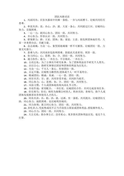 团队风格词语