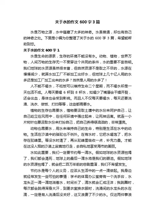 关于水的作文600字3篇