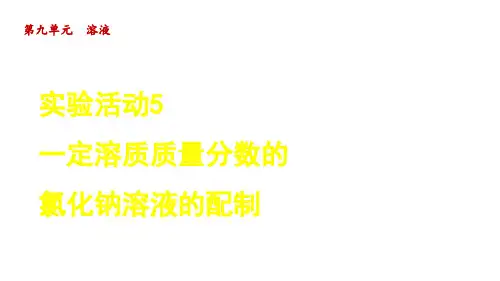实验活动5 一定溶质质量分数的氯化钠溶液的配制  课件(共18张PPT)
