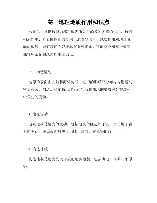 高一地理地质作用知识点