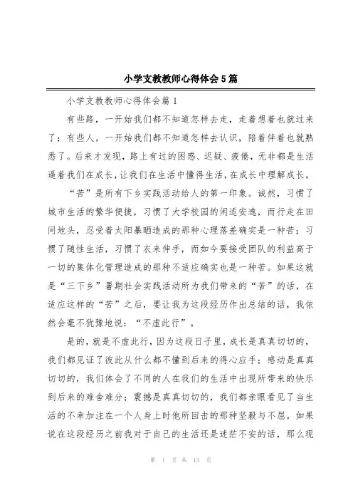 小学支教教师心得体会5篇