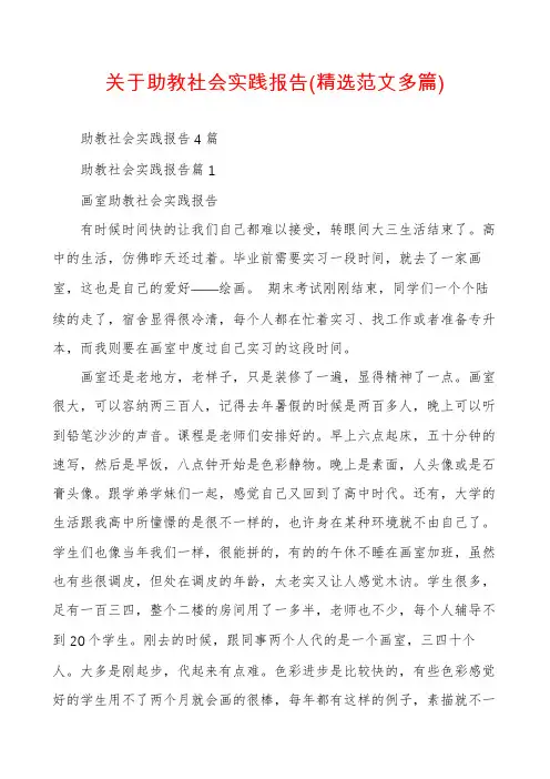 关于助教社会实践报告(精选范文多篇)
