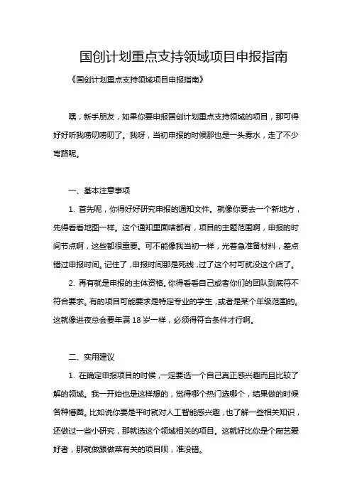 国创计划重点支持领域项目申报指南