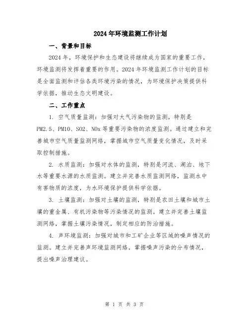 2024年环境监测工作计划