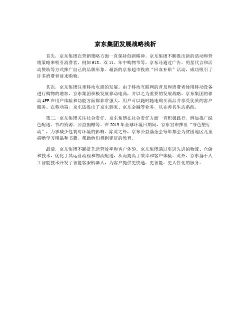 京东集团发展战略浅析