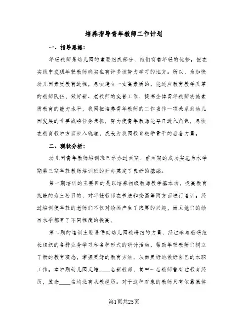 2024年培养指导青年教师工作计划（9篇）