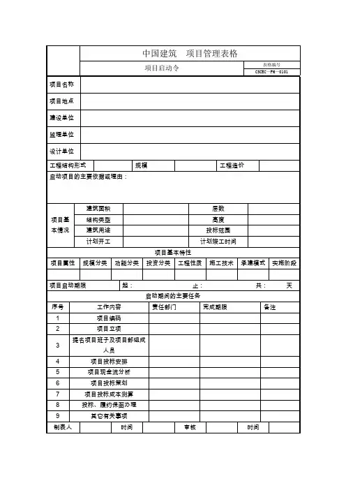 《项目管理手册》表格部分WORD版