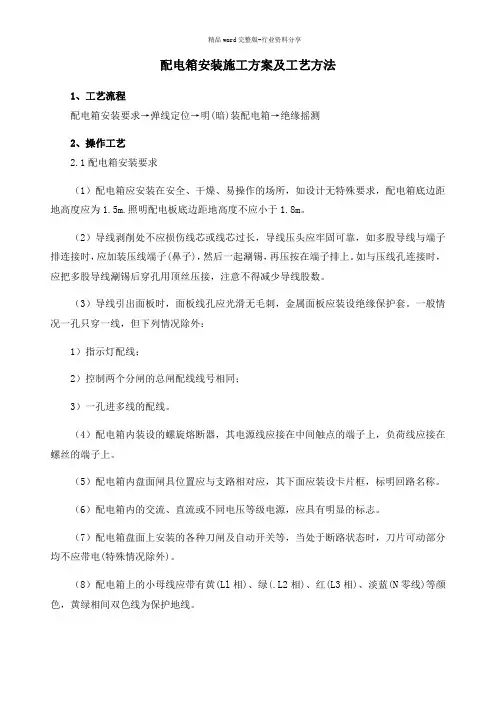 配电箱安装施工方案及工艺方法