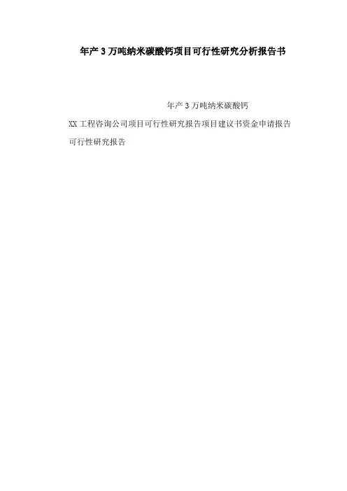 年产3万吨纳米碳酸钙项目可行性研究分析报告书(可编辑)