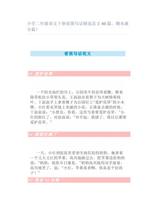 小学二年级语文下册看图写话精选范文60篇期末满分篇