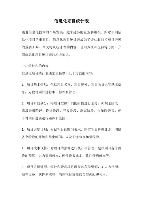 信息化项目统计表