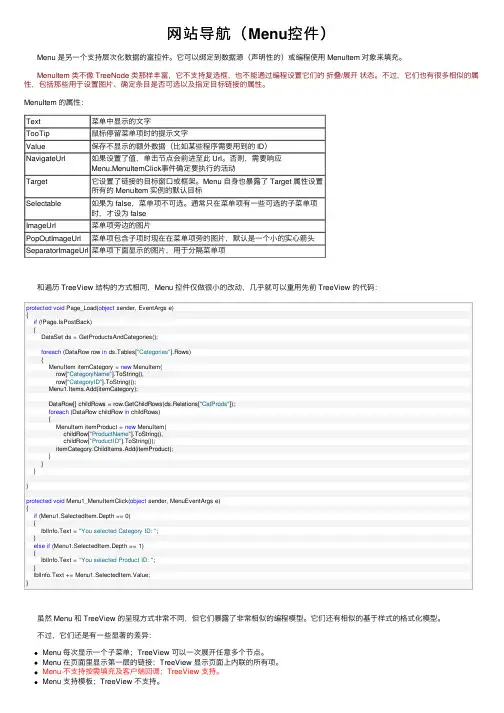 网站导航（Menu控件）