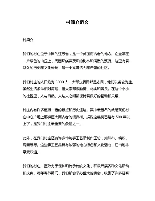 村简介范文问题回答
