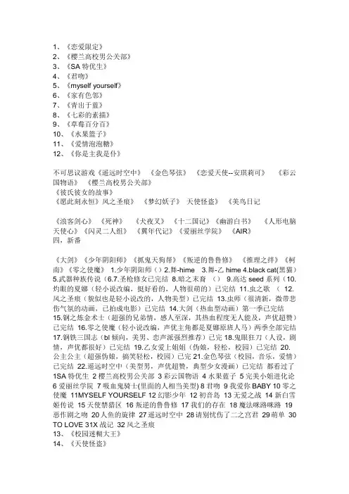 绝对好看动漫推荐
