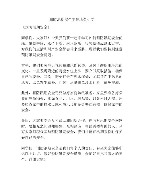 预防汛期安全主题班会小学