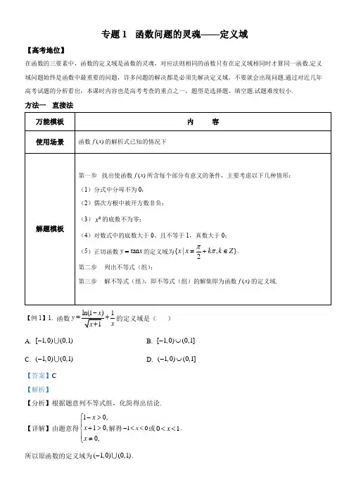 专题01 函数定义域问题