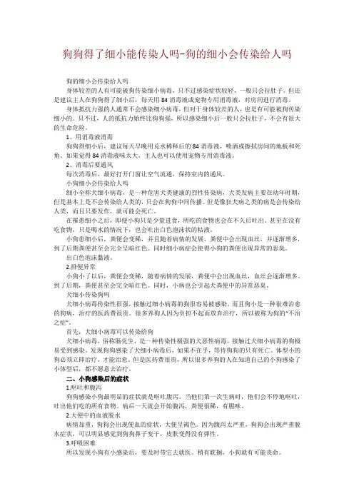 狗狗得了细小能传染人吗-狗的细小会传染给人吗