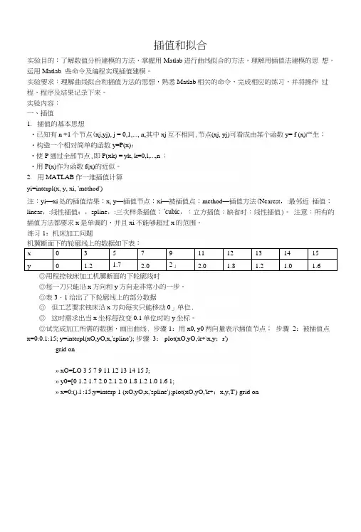 插值和拟合参考答案.docx