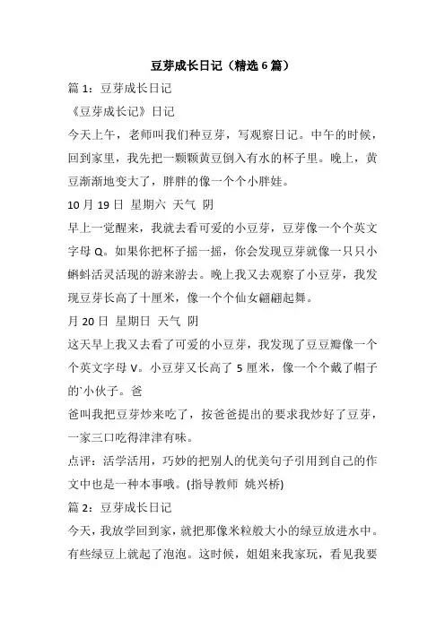 豆芽成长日记(精选6篇)