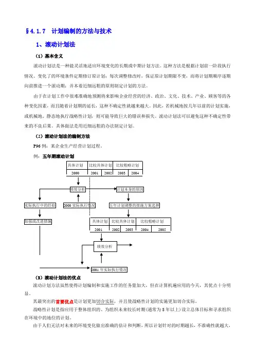 计划的编制方法