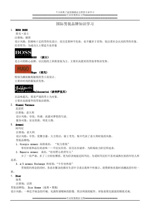 国际男装品牌