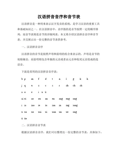 汉语拼音音序和音节表