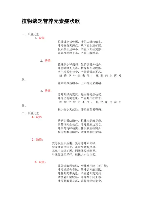 植物缺营养症状的识别