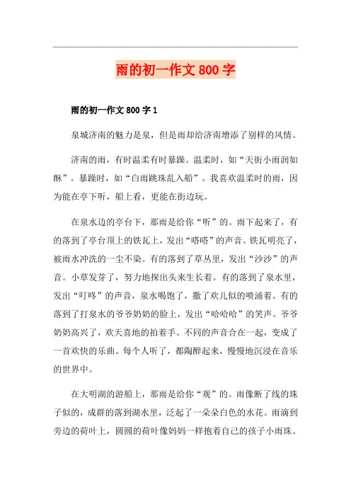 雨的初一作文800字