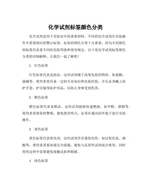 化学试剂标签颜色分类