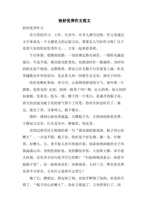 恰好优秀作文范文