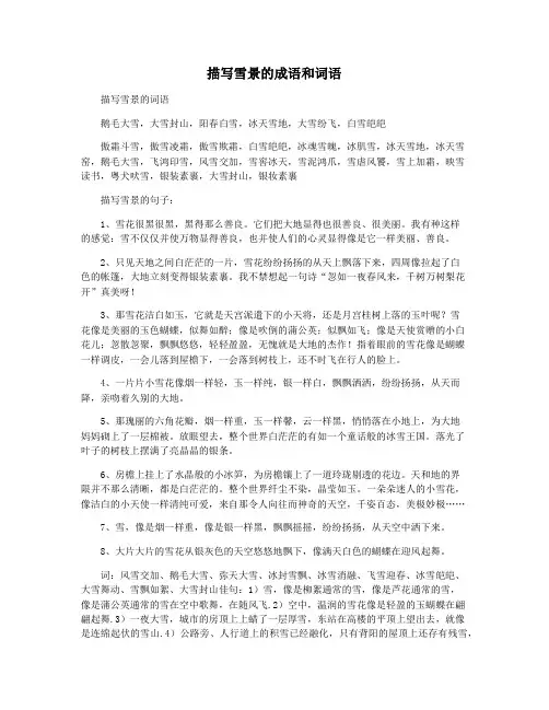描写雪景的成语和词语