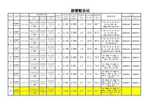 沥青 水稳 砼 配合比试验台账2021