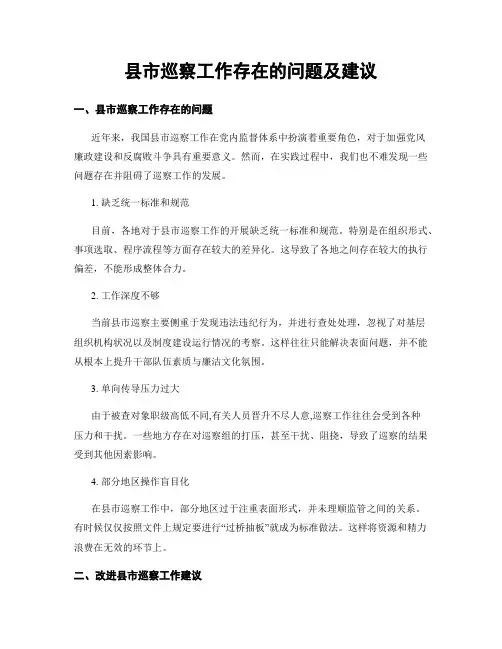 县市巡察工作存在的问题及建议