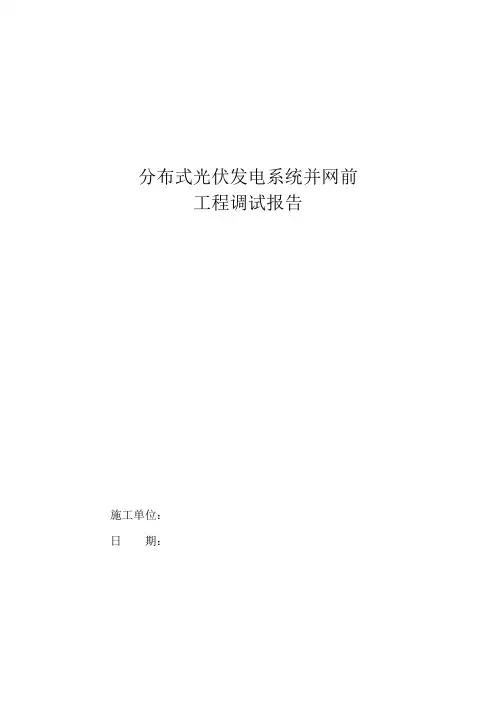并网前工程调试报告