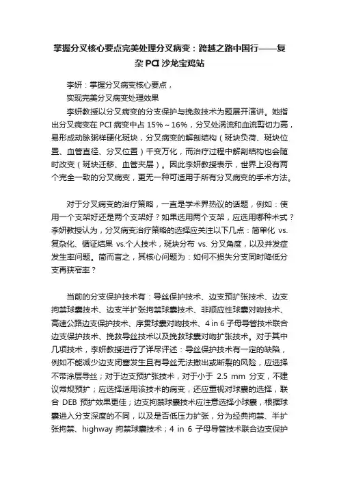 掌握分叉核心要点完美处理分叉病变：跨越之路中国行——复杂PCI沙龙宝鸡站