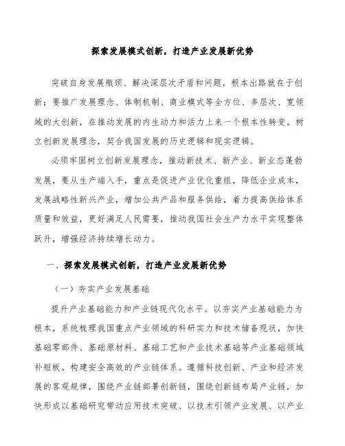 探索发展模式创新,打造产业发展新优势