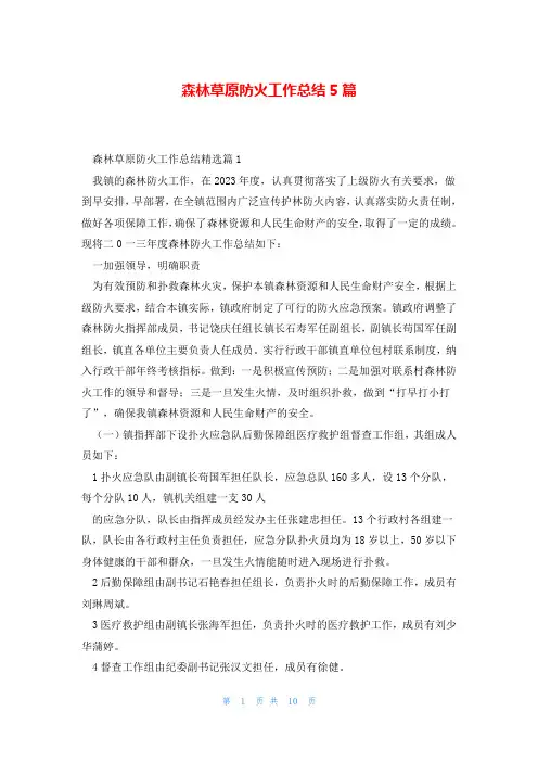 森林草原防火工作总结5篇