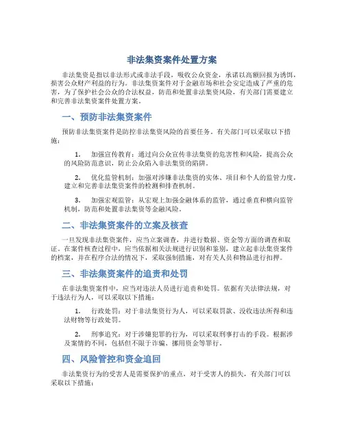 非法集资案件处置方案