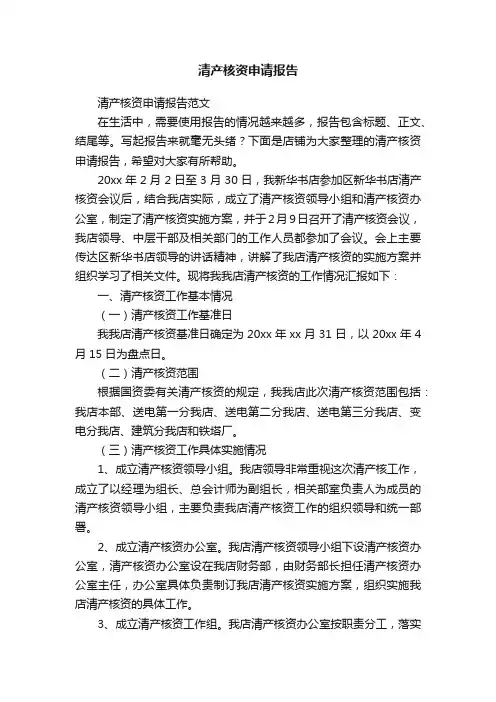 清产核资申请报告