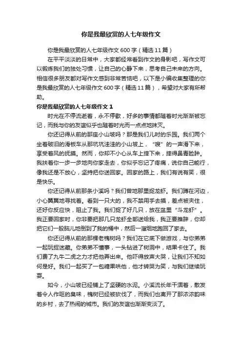 你是我最欣赏的人七年级作文