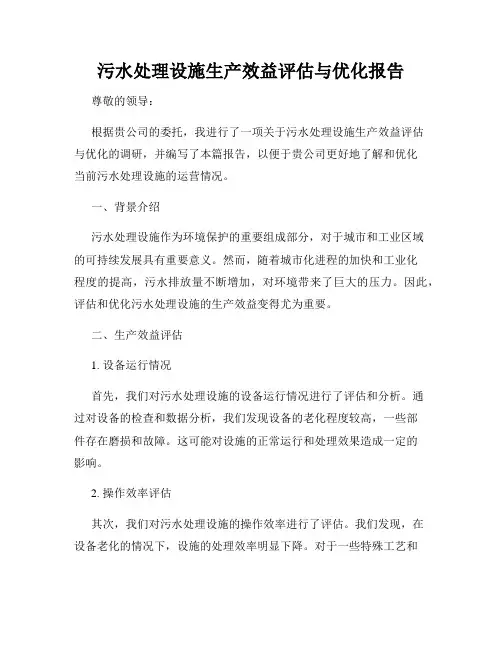 污水处理设施生产效益评估与优化报告