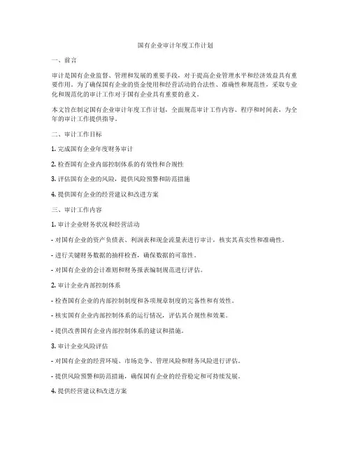 国有企业审计年度工作计划