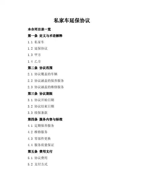 私家车延保协议
