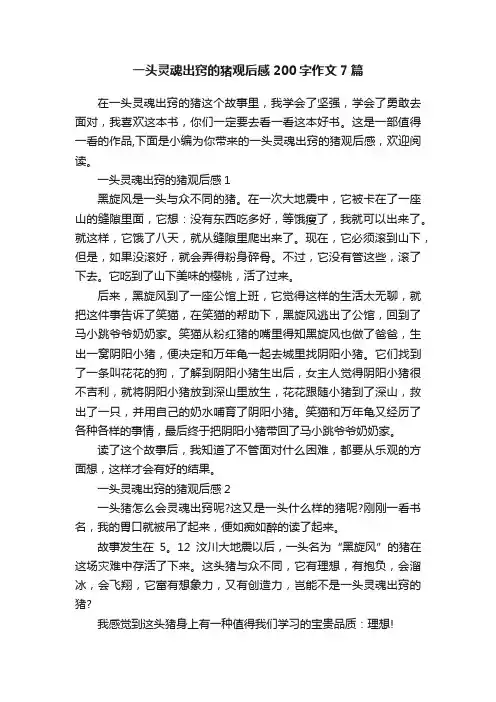 一头灵魂出窍的猪观后感200字作文7篇