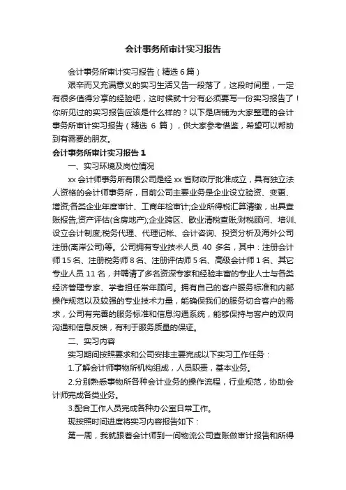 会计事务所审计实习报告