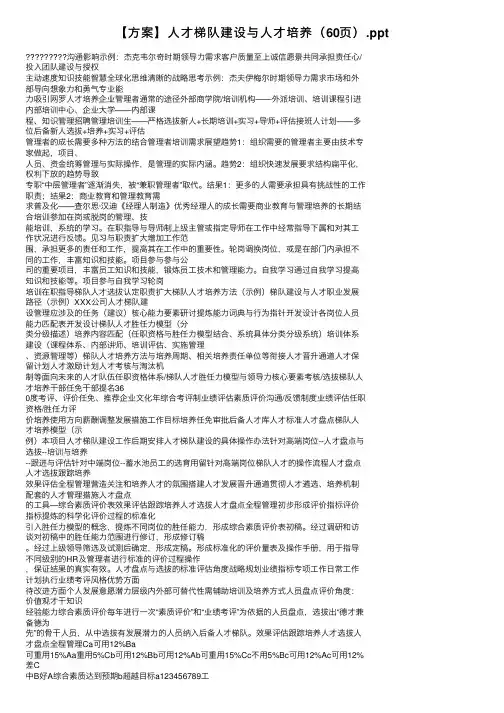 【方案】人才梯队建设与人才培养（60页）.ppt