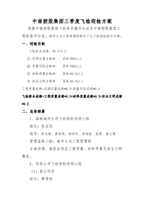中南集团第三方质量飞检迎检方案