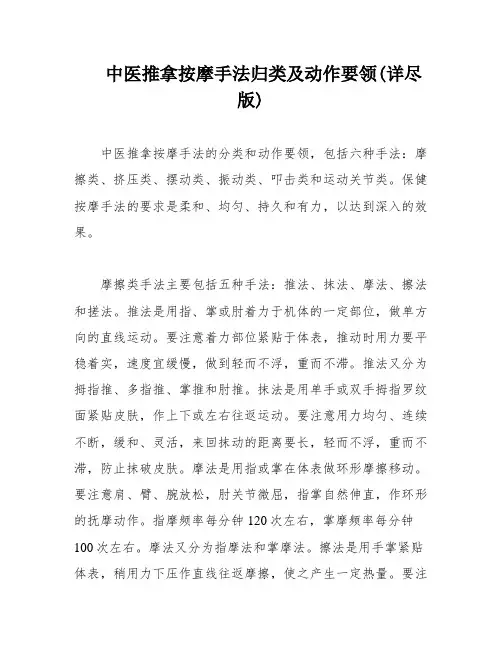 中医推拿按摩手法归类及动作要领(详尽版)