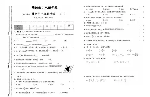 (2018年)绵阳南山双语学校小升初招生真卷精编(一)
