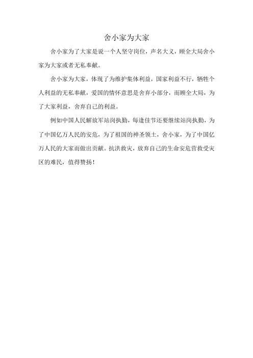 舍小家为大家